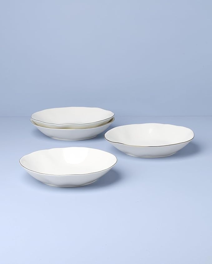 Lenox 899193 Blue Bay White Pasta Bowls, Set Of 4, Service For 4