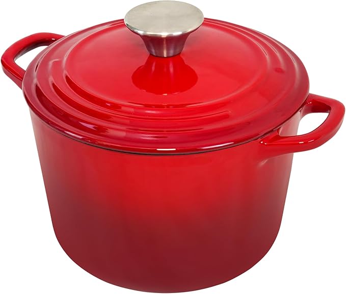 Dutch Oven Pot with Lid 1.8 qt Cast Iron Dutch Oven for Bread Baking Red Enameled Cast Iron Rice Pot with Handels