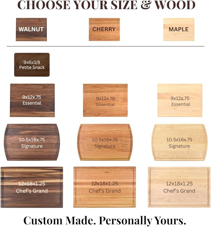Personalized Cutting Board – Custom Engraved Walnut, Maple, or Cherry Wood – Wedding, Anniversary, Housewarming, Retirement, Charcuterie Gift