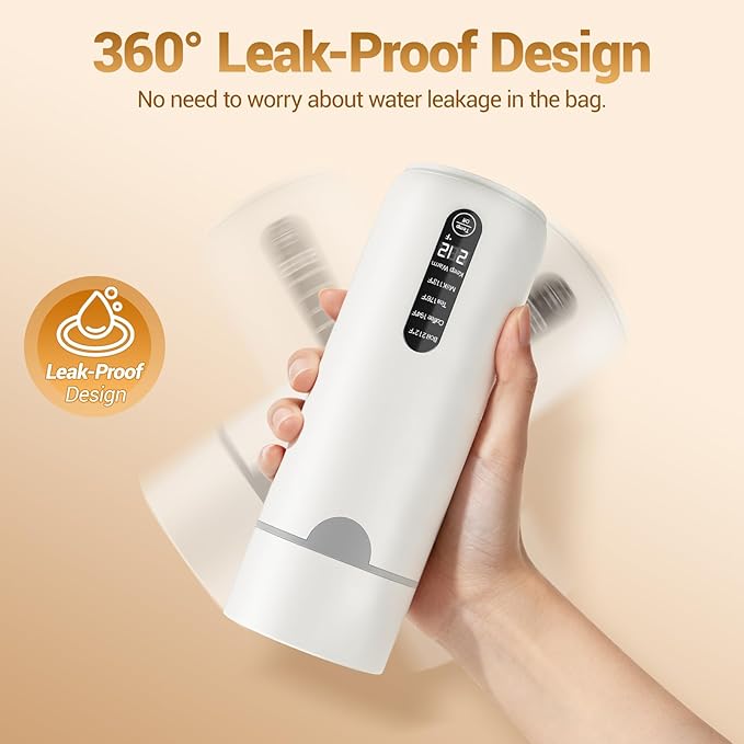 Travel Kettle, Portable Travel Tea Electric Kettle for Hot Water, Small Kettle with 4 Temperature Controls, 304 Stainless Steel, Fast Boiling Water with Auto Shut-Off (White, 400ML)