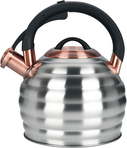 Tea Kettle for Stove Top Whistling Teapot, 3.2Q Tea Pot Stainless Steel Teakettle with Heat Proof Ergonomic Handle