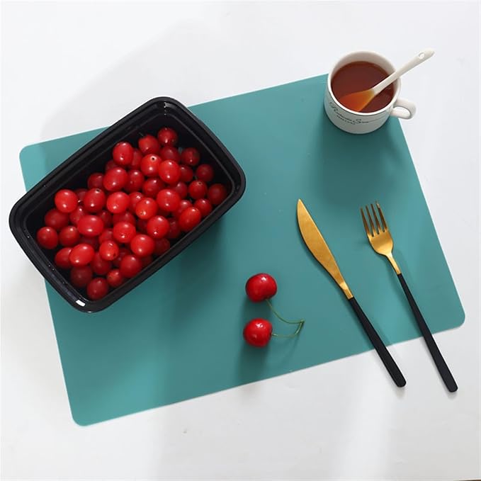 Silicone Placemat Food-Grade Non-Slip Waterproof Dining Stain Table Mat Heat Dishwasher Safe(Blue)