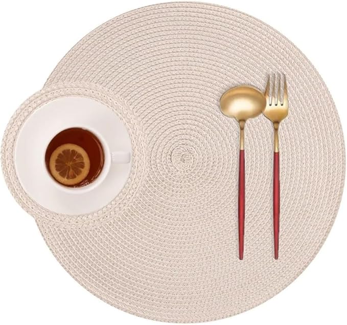 Round Woven Table Mat 34 Cm Table Mat Woven Washable Non-Slip Table Mat
