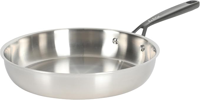 Babish 10-Inch Tri-Ply Stainless Steel Frying Pan With Black Handle – Professional Grade Skillet for Searing, Sautéing & Everyday Cooking
