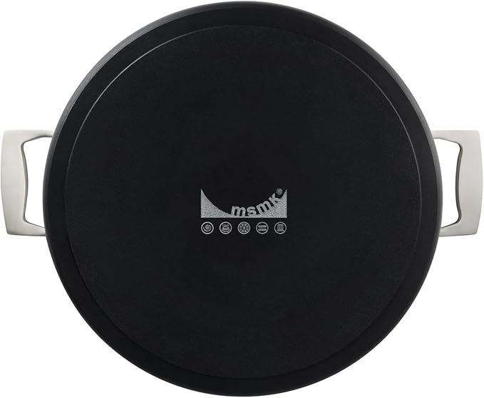 MSMK 8QT Stock Pot with Glass Lid, Burnt also Nonstick, Lasting Non stick, Oven safe to 700°F, Induction, Scratch-resistant Durable PFOA Free Non-Toxic