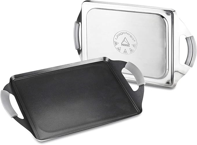Magefesa Prisma 10.8-inch Teppanyaki Griddle Pan, made of 18/10 Stainless Steel, Triple Layer Nonstick Coating, Suitable for all types of Stovetops, Dishwasher & Oven Safe up to 392 ºF