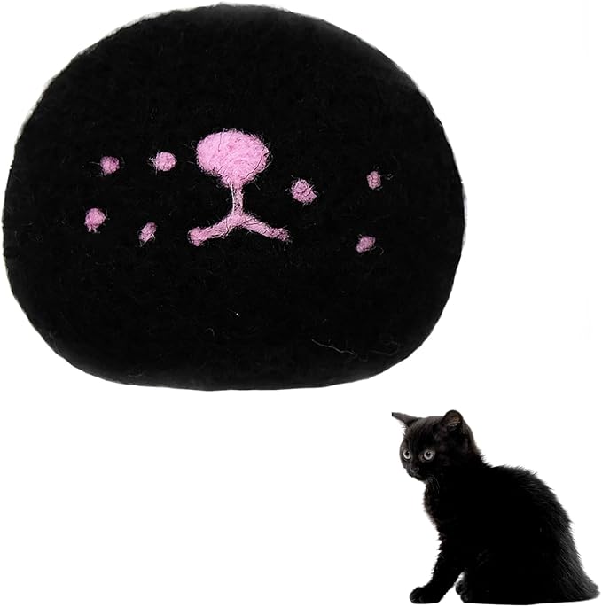 Handmade Cat Whisker Holder, Wool Cat Refrigerator Magnet, Cute Cat Design Whiskers Collector, Black Cat Gifts for Cat Lover