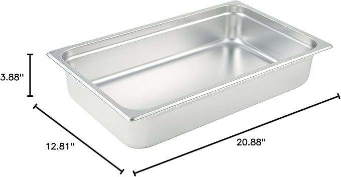 Winco Anti-Jamming Steam Pan, Full-Size x 4-Inch,Stainless Steel,Medium