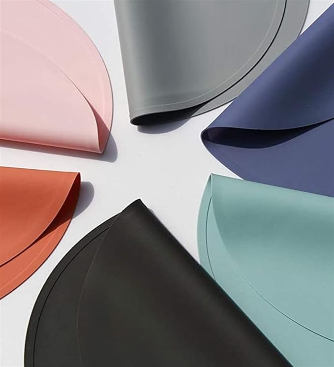 Pack of 1/4 Silicone Kids Placemats Half Round Non-Slip Heat Table Mats Coffee Mats for Home Decorations Blue(RS Grey)