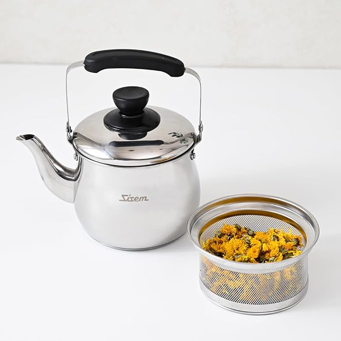 Stainless steel Tea kettle pot B with Removeable Infuser set, tea maker stove top (gas&induction&electronic) (3.1QT)