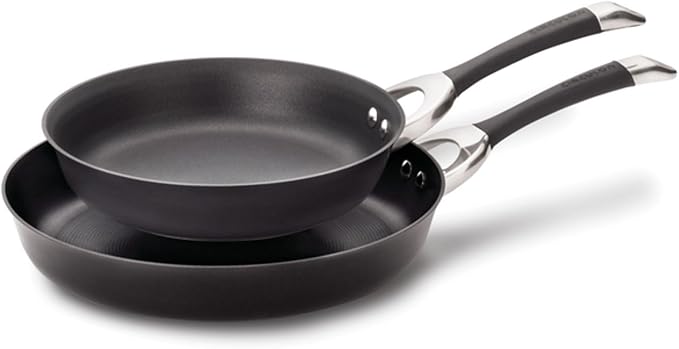 Circulon Symmetry Hard Anodized Nonstick Frying Pan Set / Skillet Set - 10 Inch and 12 Inch, Black