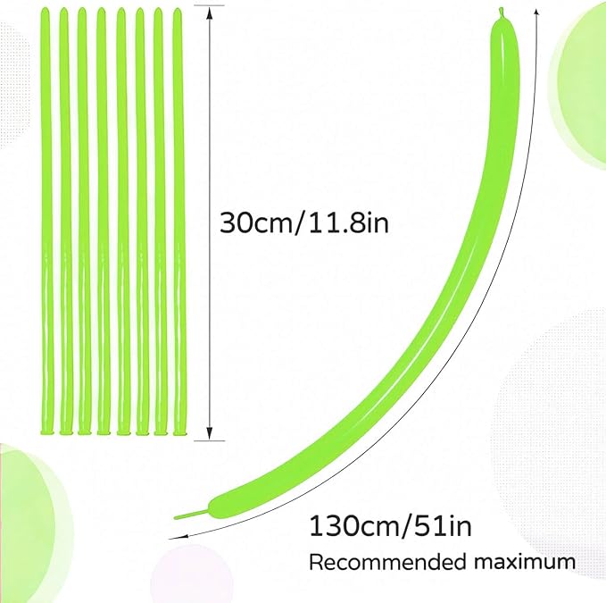 KAWKALSH 260 Light Green Long Balloons for Balloon Garland Thickening Skinny Latex Twisting Animals Modeling Christmas Birthday Wedding Party Festival Decorations 100pcs