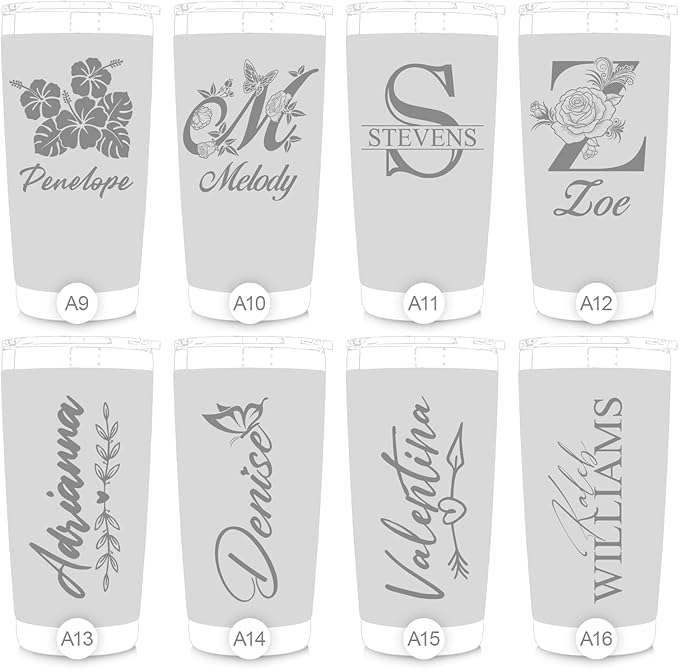Personalized 20 oz Engraved Tumbler – Custom Name Stainless Steel Insulated Travel Cup, Double-Wall, Keeps Drinks Hot & Cold, Durable Powder-Coated Coffee Mug – Gift for Him, Her, Made in USA.