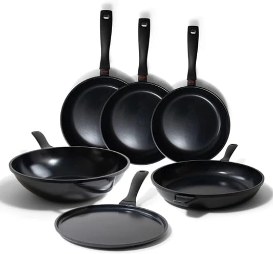 Alva Energy Nonstick Ceramic Frying Pan 6-Piece Set - Lightweight, Easy to Clean and Made without PFAS, PFOA & PTFE - Induction and All Stovetop Compatible with Even Heat Distribution