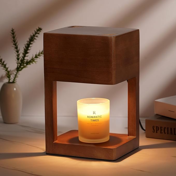 Candle Warmer Lamp Wood with Timer, Dimmable Electric Candle Lamp Warmer for Jar Candles, 2*35 Watt Bulb, Valentines Gifts, Birthday Gifts for Men, Decorative Wooden Candle Lamp for Bedroom Home Decor