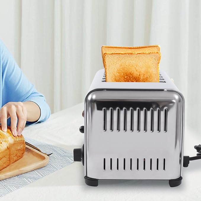Toaster, 1680w 110v Countertop Electric Baking Machine Stainless Steel Commercial Toaster 2 Modes Toasters 6 Slice Bread Toasters with Anti-Slip Feet for Baking Various Toast Types