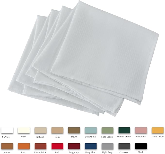 maxmill Cloth Napkins 20 x 20 Inch Weaved Texture Pattern Soft Comfortable and Luxury Serviette for Restaurant Family Dinners Weddings Parties and Banquets Set of 4 Pieces, White
