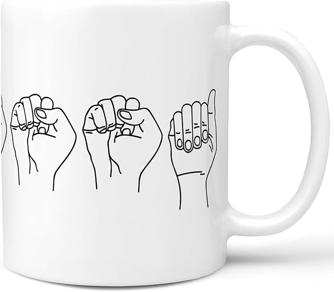 ASL Fingerspelling Name Personalized Ceramic Coffee Mug, 11 or 15 oz