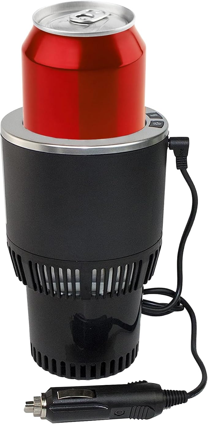 2-in-1 Car Cup Cooler Warmer Smart Temperature Control Travel Coffee Car Cup Holder， Smart Car Tumbler Holder Suitable for Coffee, Baby Bottles, Water, Tea, Drinks(Black and Silver)