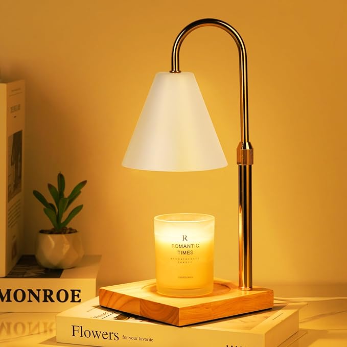 White Candle Warmer Lamp with Timer Dimmer, Electric Candle Lamp Warmer for Bedroom Decor, Birthday Gifts for Mom, Adjustable Metal Candle Lamp, Valentines Gifts, Home Decor for House Warming Gifts