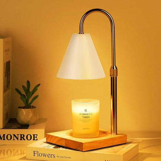 White Candle Warmer Lamp with Timer Dimmer, Electric Candle Lamp Warmer for Bedroom Decor, Birthday Gifts for Mom, Adjustable Metal Candle Lamp, Valentines Gifts, Home Decor for House Warming Gifts