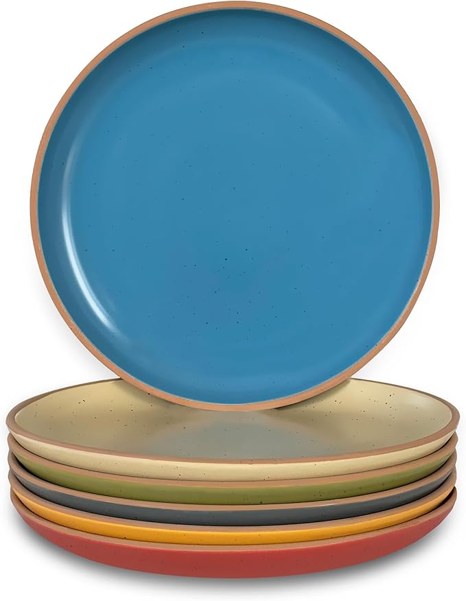 MORA Ceramic Artisan Matte Plates Set, 7.8 in - Set of 6 - The Dessert, Salad, Appetizer, Small Dinner etc Plate. Microwave, Oven, and Dishwasher Safe, Scratch Resistant. Kitchen Porcelain Dish