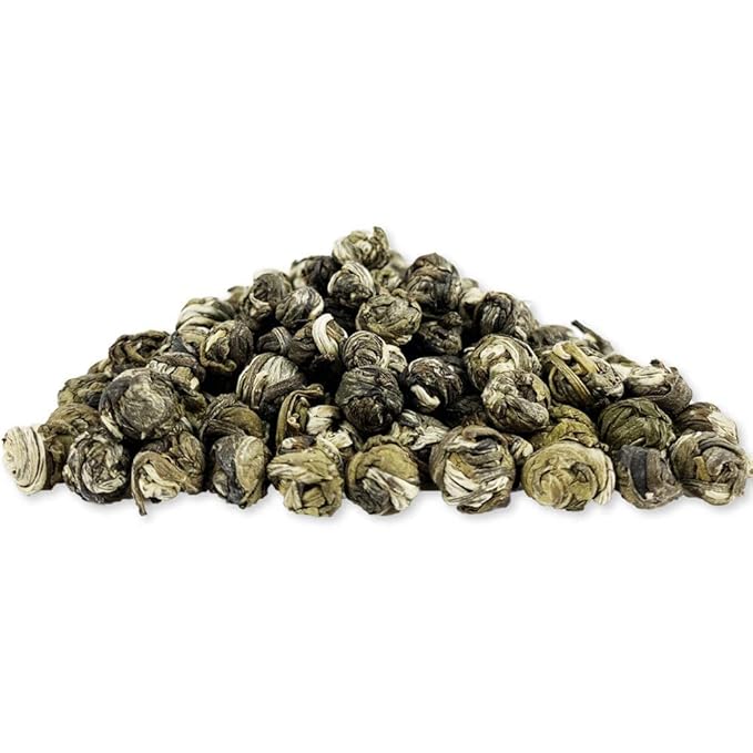 TIAN HU SHAN Jasmine Dragon Pearls Green Tea Loose Leaf 4 Ounce (Pack of 4) 114g*4tins