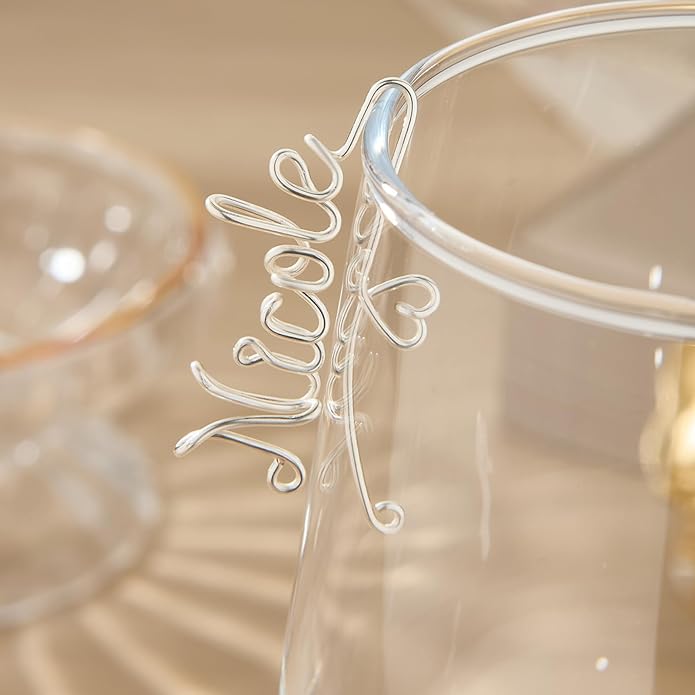 Personalized Wine Glass Charms – Custom Copper Name Markers for Drinks, Bachelorette Party Favors for Guests, Bridesmaid Gifts, Wedding, and Party Favors with Gifts Pouch