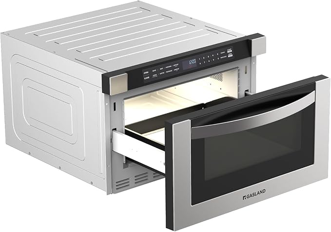 GASLAND 1.2 cu. ft. Microwave Drawer 24 Inch, 1000W Built in Drawer Microwave, Under Counter Microwave, Under the Cabinet Microwave with 11 Custom Cooking Levels, Touch Controls, Stainless Steel