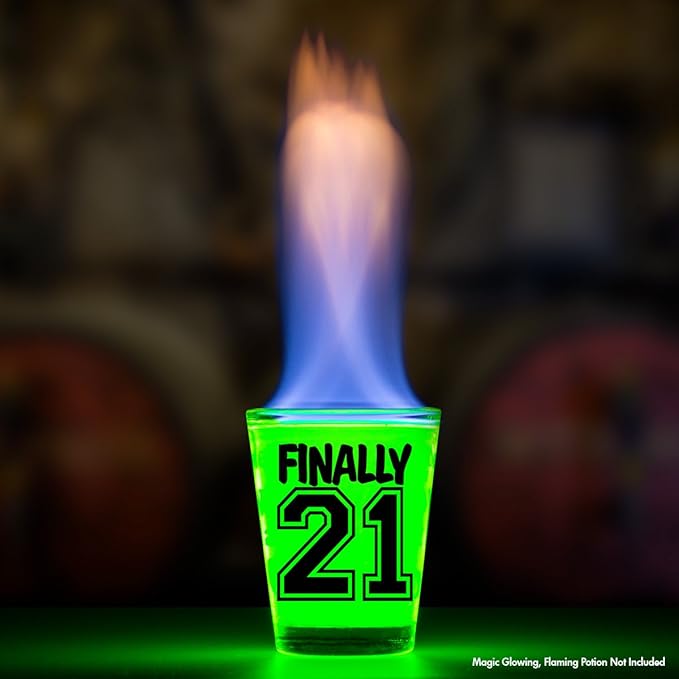 Make Em Laugh Finally 21 Birthday Shot Glass - Birthday Gift - Celebrate Turning Twenty-One - 21st Birthday Gifts for Him or Gifts for Her - Shot Glass for 21st bday