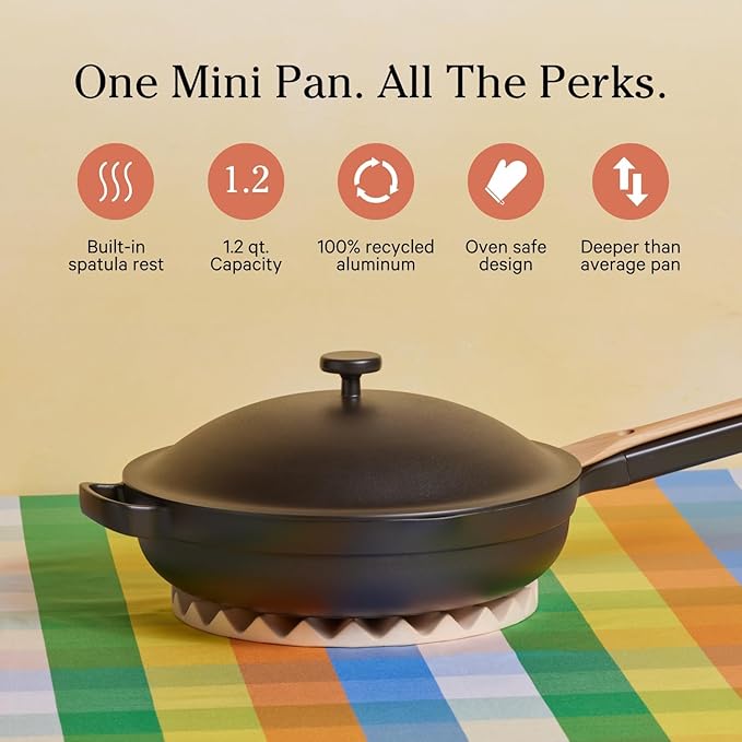 Our Place Mini Always Pan | 8.5" Ceramic Pan with Modular Lid & Beechwood Spatula | Patented 10-in-1 Nonstick, Non-Toxic Cookware Made Without PFAS | Induction & Oven-Safe up to 450°F | Char