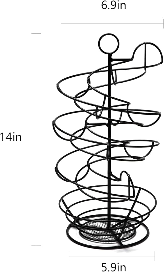 QUTREY Black Metal Egg Skelter with Storage Basket, Spiral Design Egg Holder for Large Egg for Countertop, Kitchen