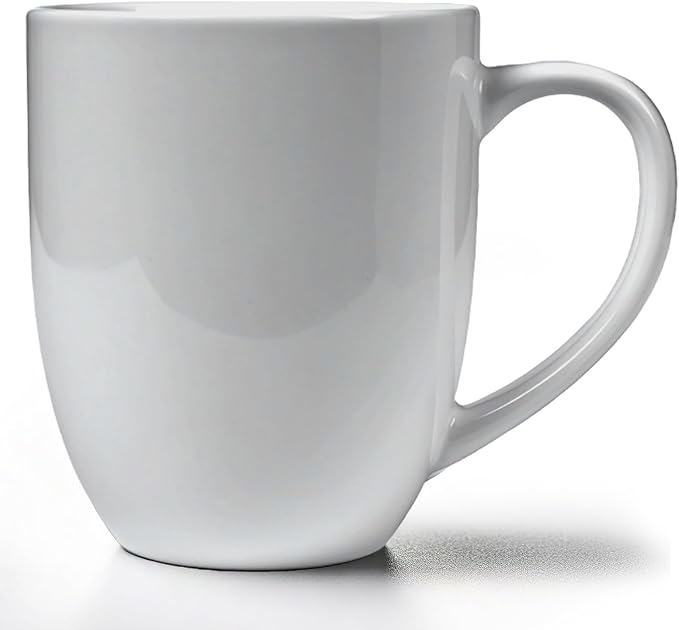 Tuxton China BPM-200A Milano Mug, 20 oz., 4" Diameter x 5"H, Microwave and Dishwasher Safe, Oven Proof, Fully Vitrified, DuraTux, Porcelain White, Case of 24