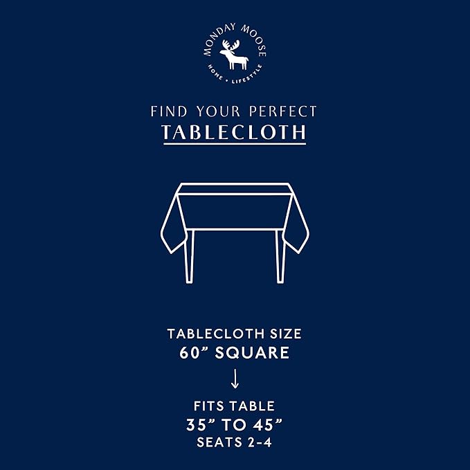 MONDAY MOOSE Gingham Checkered Farmhouse Rustic Picnic Style Decoration Square Natural Stonewashed Cotton Tablecloth for Kitchen, Dining Room, Restaurant (60" Square, Blue/White)