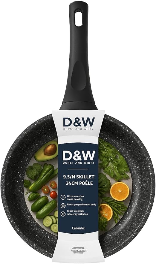 Generic D&W Premium Nonstick Skillet and Fry Pan, Deane White Cookware - 9.5 inch/11 inch - Skillets, Sauce Pans, Pots & Frying Pan (9,5"" Black Handle)