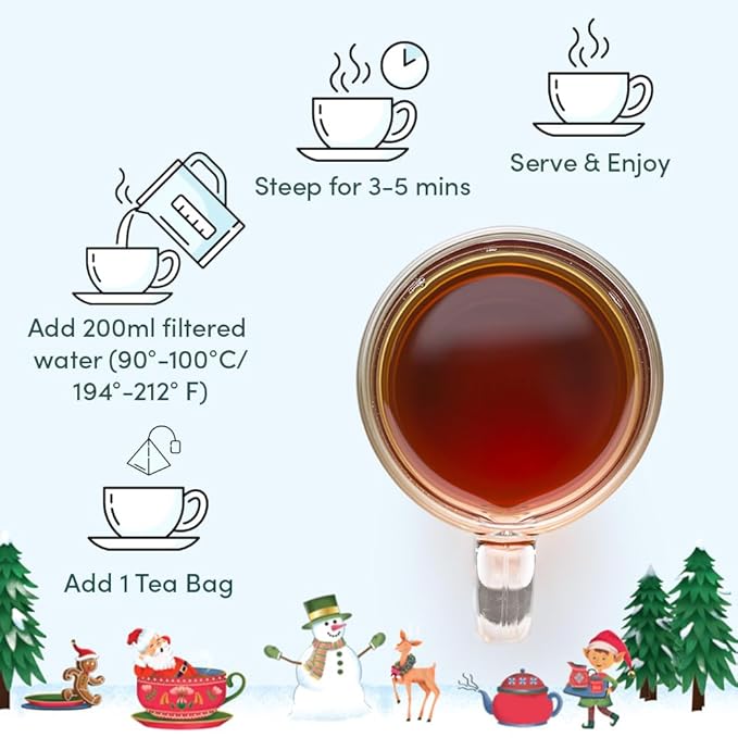 VAHDAM, Merry Christmas Tea Gift Set (9 Individually Wrapped Tea Bags) Limited Edition -Gluten Free, Non GMO | Christmas 2026 Gift Ideas | Christmas Gifts For Women 2026 & Christmas Gifts For Men 2026