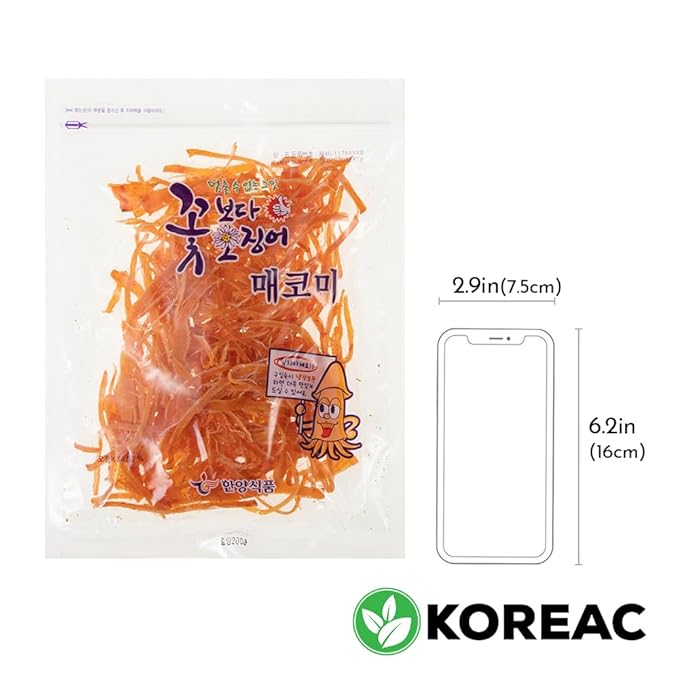 KOREAC_ Korea Seasoned Dried Squid Snack Squid Over Flower (Spicy) 200g 7oz 꽃보다 오징어 매코미