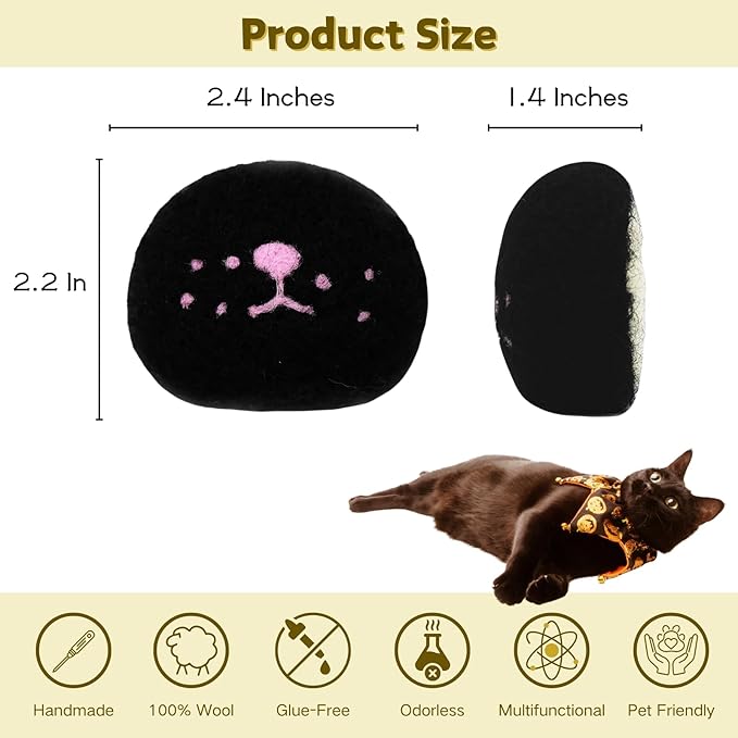 Handmade Cat Whisker Holder, Wool Cat Refrigerator Magnet, Cute Cat Design Whiskers Collector, Black Cat Gifts for Cat Lover