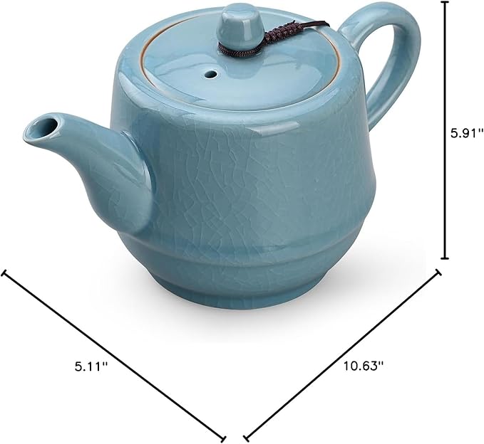 Teapot with Infuser Ceramic Tea Pot with Removable Stainless Steel Fliter for Loose Tea 15.80 OZ/450ml (1-2cups) Teapots for Tea Coffee Milk for Office Home Men Women as Gift(Sky Blue)