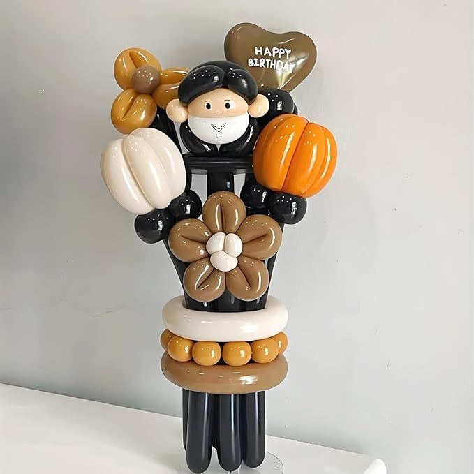 KAWKALSH 260 Coffee Brown Long Balloons for Balloon Garland Thickening Skinny Latex Twisting Animals Modeling Christmas Birthday Wedding Party Festival Decorations 100pcs