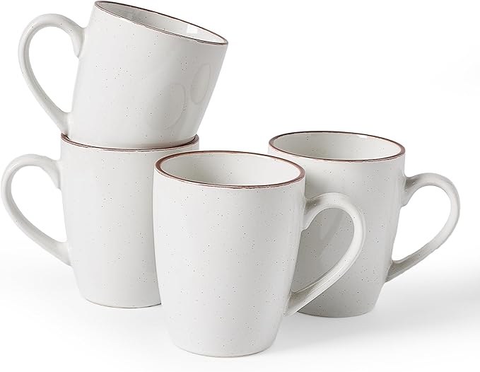 famiware Venus Coffee Mugs for 4, 12 oz Mug Set, Dringking Cup with Handle for Coffee, Tea, Cocoa, Milk, White