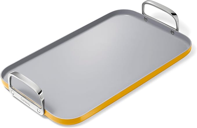 Caraway Double Burner Griddle - 19x12” Griddle Pan - Non-Stick Ceramic Coated - Non Toxic, PTFE & PFOA Free - Oven Safe & Compatible with All Stovetops - Marigold