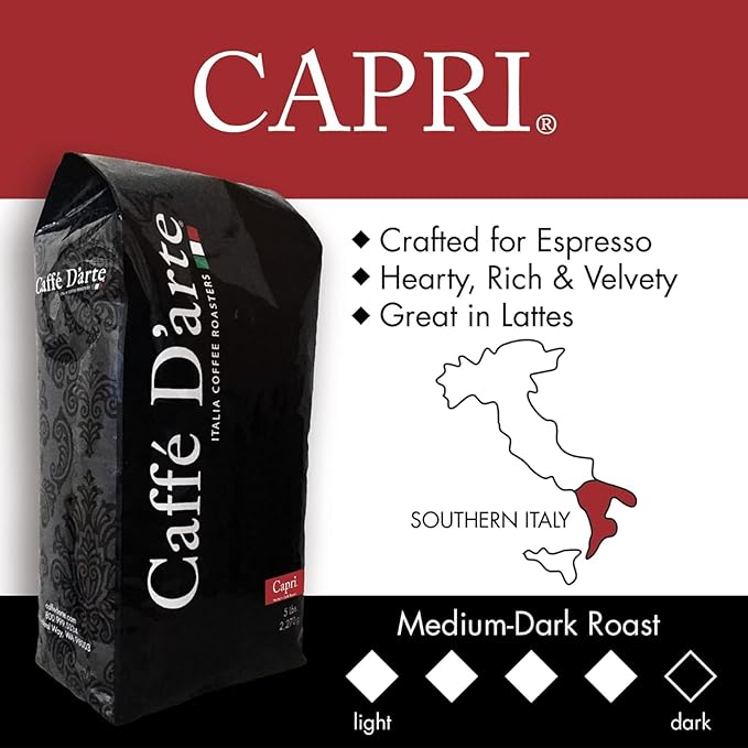 Caffe D'arte Abruzzo Whole Bean Coffee, Medium Roast, Earthy & Winey Notes, Crafted for Drip – Fresh Roasted in Seattle - 12 Ounce (1 Pack)