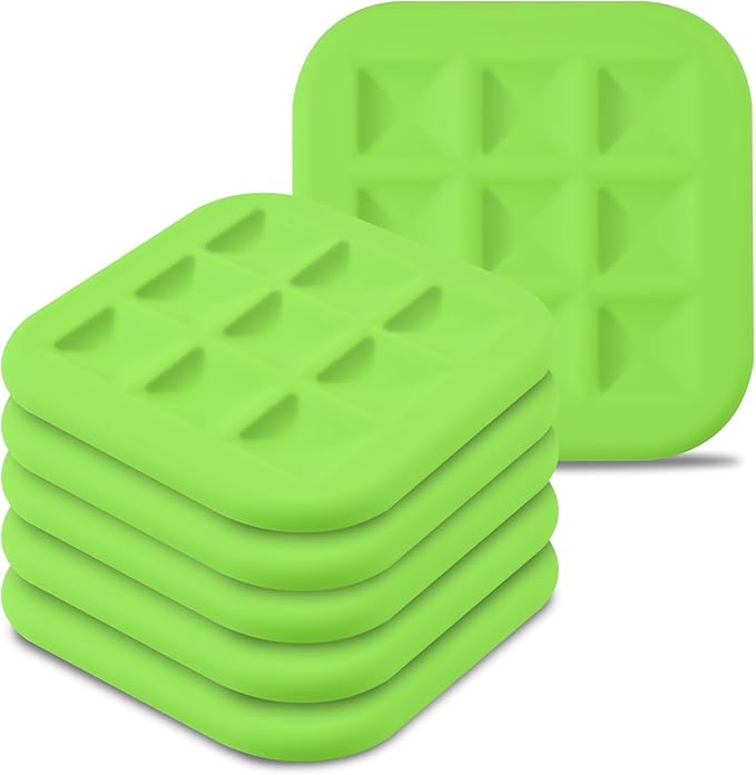 Silicone Trivets for Hot Pots and Pans, Pot Holders Hot Pads 6 Pack Silicone Mats for Kitchen Counter, Soft Durable Drying Mat, Jar Opener and Coasters (Green)