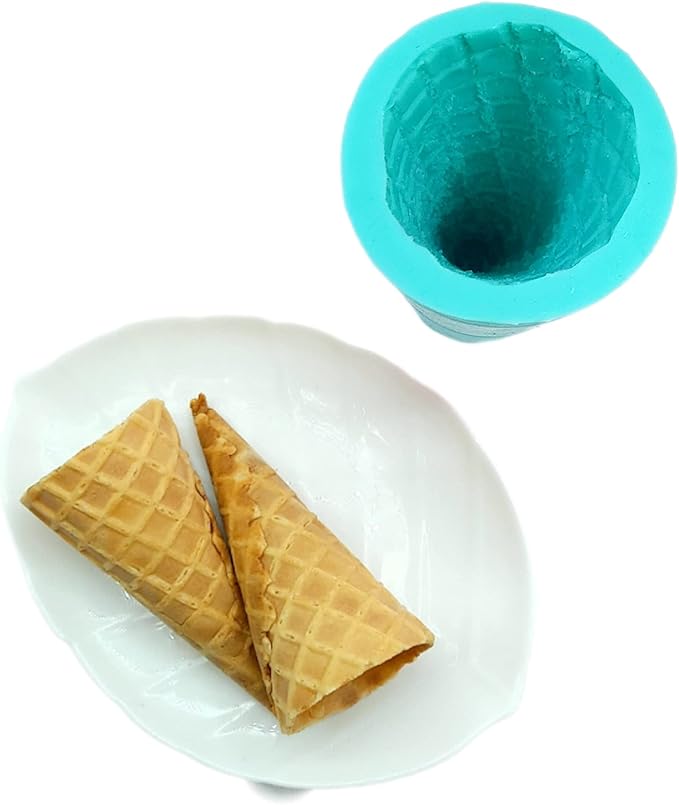 Waffle cone silicone mold ice cream cone mold 3D Ice cream cone mold wax melt mold realistic ice cream NC059