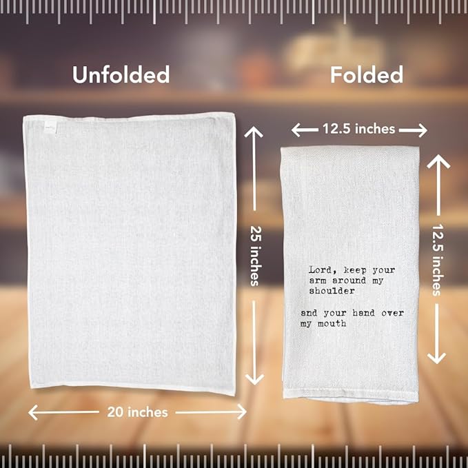 Funny Kitchen Towel for Drying Dishes and Hands - 20"x25" Soft Tea Towel (Hand Over My Mouth)
