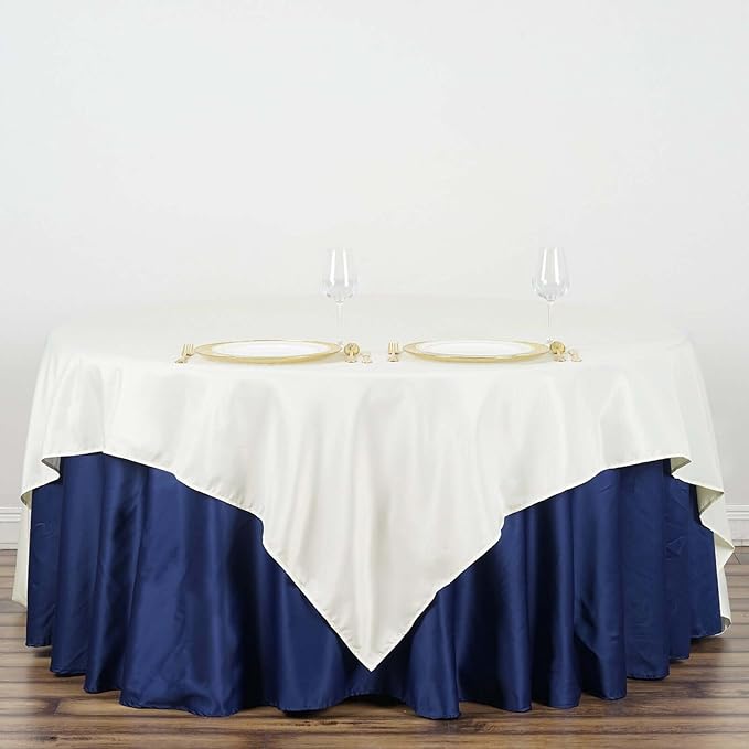 Efavormart 90" Ivory Wholesale Linens Polyester Square Linen Tablecloth for Kitchen Dining Catering Wedding Birthday Party Events