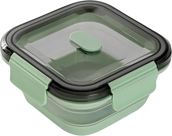 Restaurantware-Fresh Hero 23.8 Ounce Storage Containers, 1 Durable Airtight Food Containers - Microwavable, Freezable, Green Plastic, Collapsible, Dishwashable, With Vented Lids