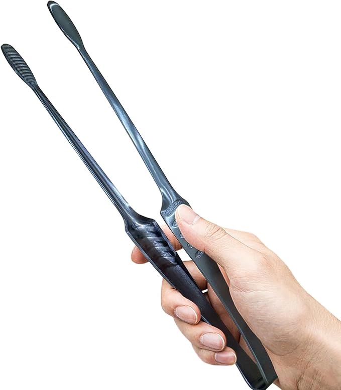 JETKONG Stainless Steel Kitchen Tongs, Serving Tongs for Cooking, 10.6" Metal Food Tongs with Non-Slip Comfort Grip, Non-Stick Cooking Tongs Heat Resistant BBQ Tong Grill Tong (Blue)
