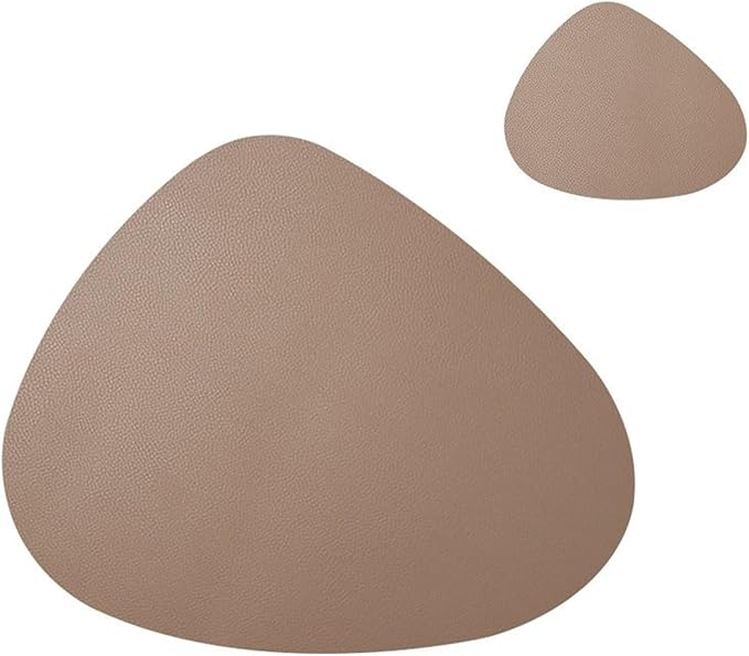 Placemat Table Mat Tableware Pad PU Leather Waterproof Heat Insulation Non-Slip Placemat Soft Black Brown Washable Bowl Coaster(Brown)